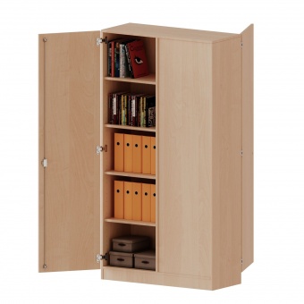 Raumteiler Schrank, 5 OH, 2 Türen, wechselseitig angeordnet, abschließbar, B/H/T 100x190x40cm 